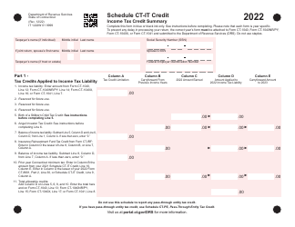 Document preview: Schedule CT-IT CREDIT Income Tax Credit Summary - Connecticut, 2022