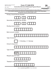 Document preview: Form CT-1040 EFW Connecticut Electronic Withdrawal Payment Record - Connecticut