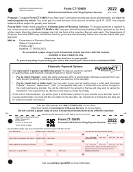 Document preview: Form CT-1040V Connecticut Electronic Filing Payment Voucher - Connecticut, 2022
