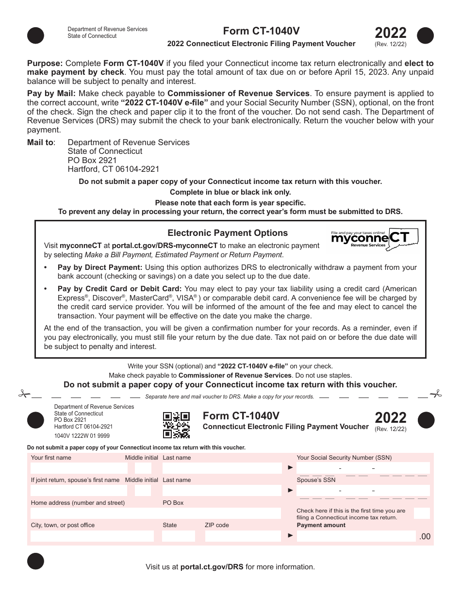 Form CT1040V 2022 Fill Out, Sign Online and Download Printable PDF