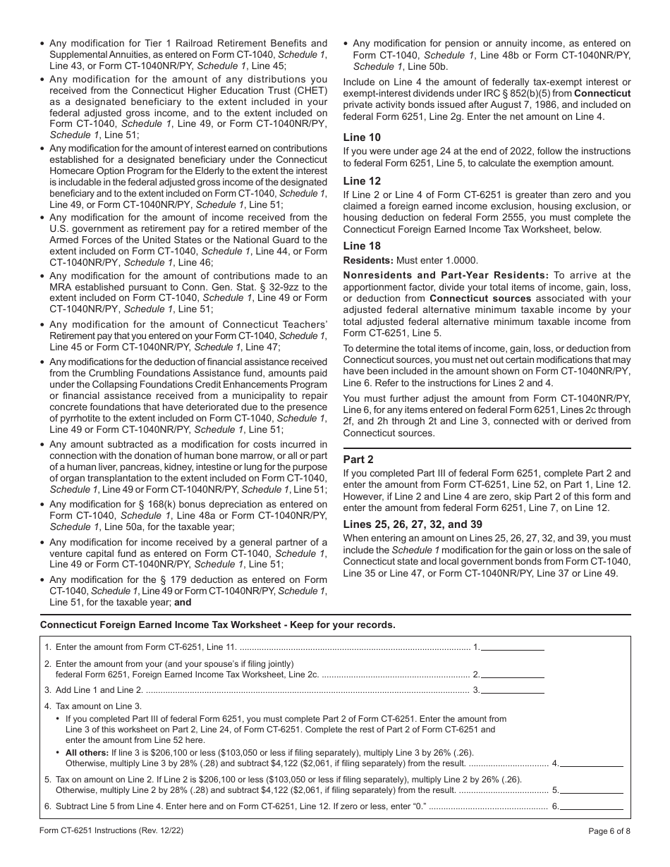 Form CT-6251 Download Printable PDF or Fill Online Connecticut ...