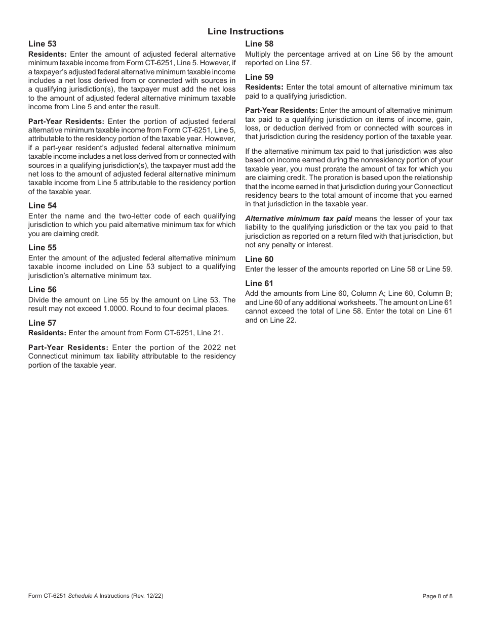 Form CT-6251 Connecticut Alternative Minimum Tax Return - Individuals - Connecticut, Page 8