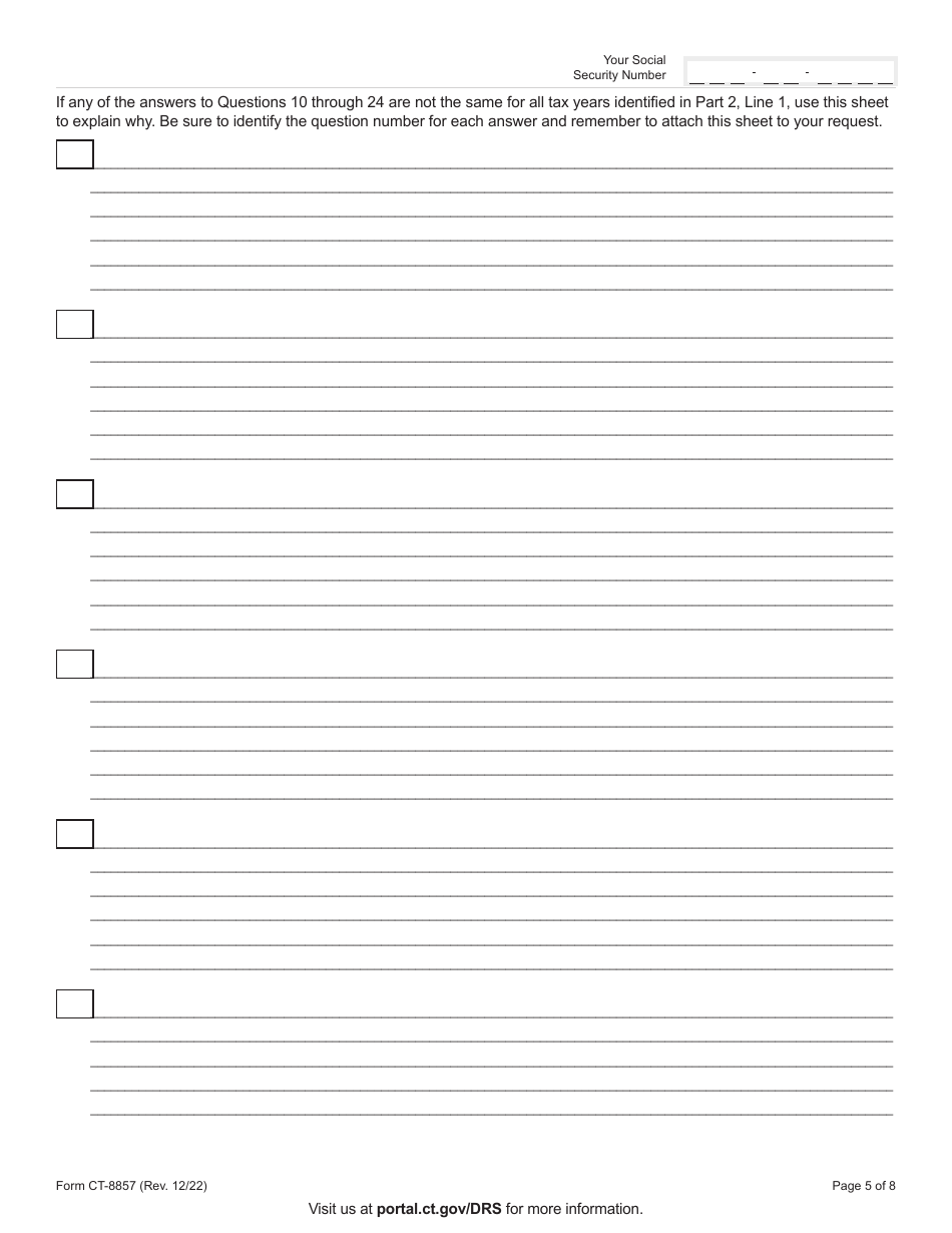 Form CT-8857 Request for Innocent Spouse Relief - Connecticut, Page 5