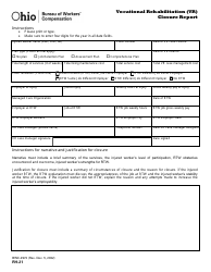 Form RH-21 (BWC-2972) Vocational Rehabilitation (Vr) Closure Report - Ohio