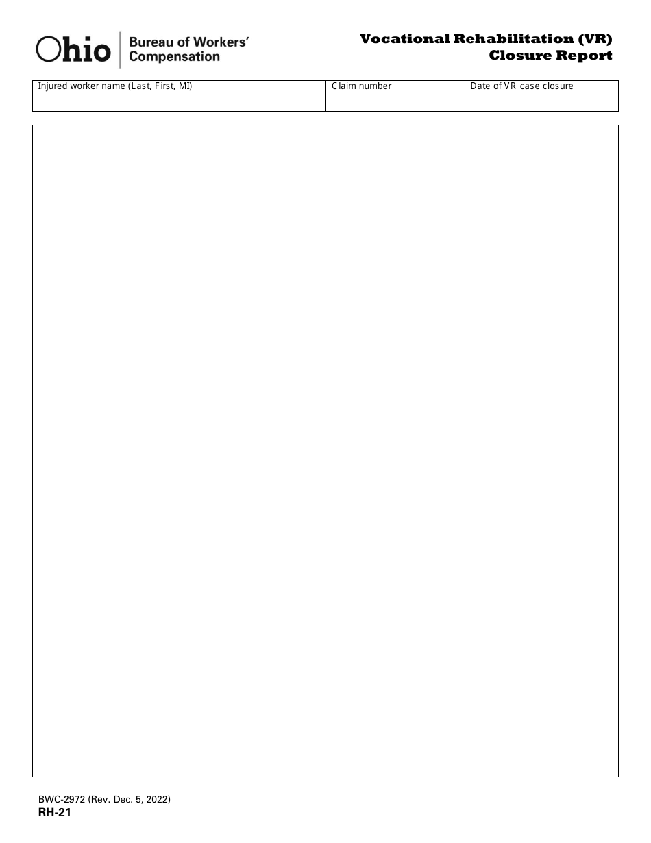 Form RH-21 (BWC-2972) Vocational Rehabilitation (Vr) Closure Report - Ohio, Page 3
