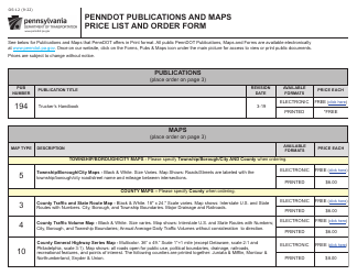Form OS-12 Penndot Publications and Maps Price List and Order Form - Pennsylvania