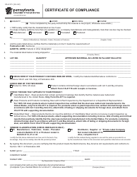 Document preview: Form CS-4171 Certificate of Compliance - Pennsylvania