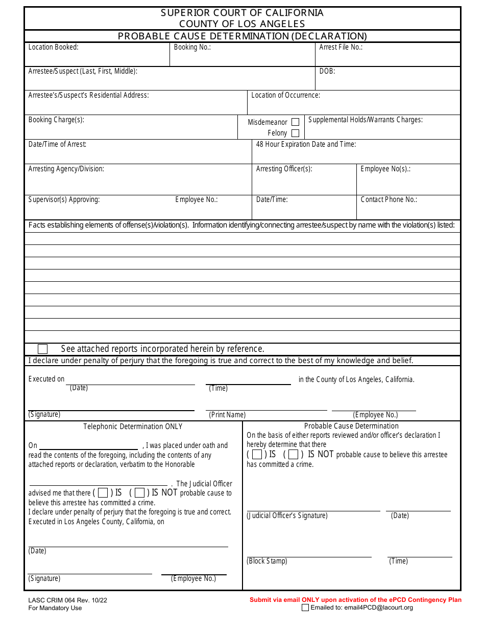 Form CRIM064 - Fill Out, Sign Online and Download Fillable PDF, County ...