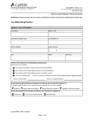 Document preview: Form my|CalPERS1289 Tax Withholding Election - California