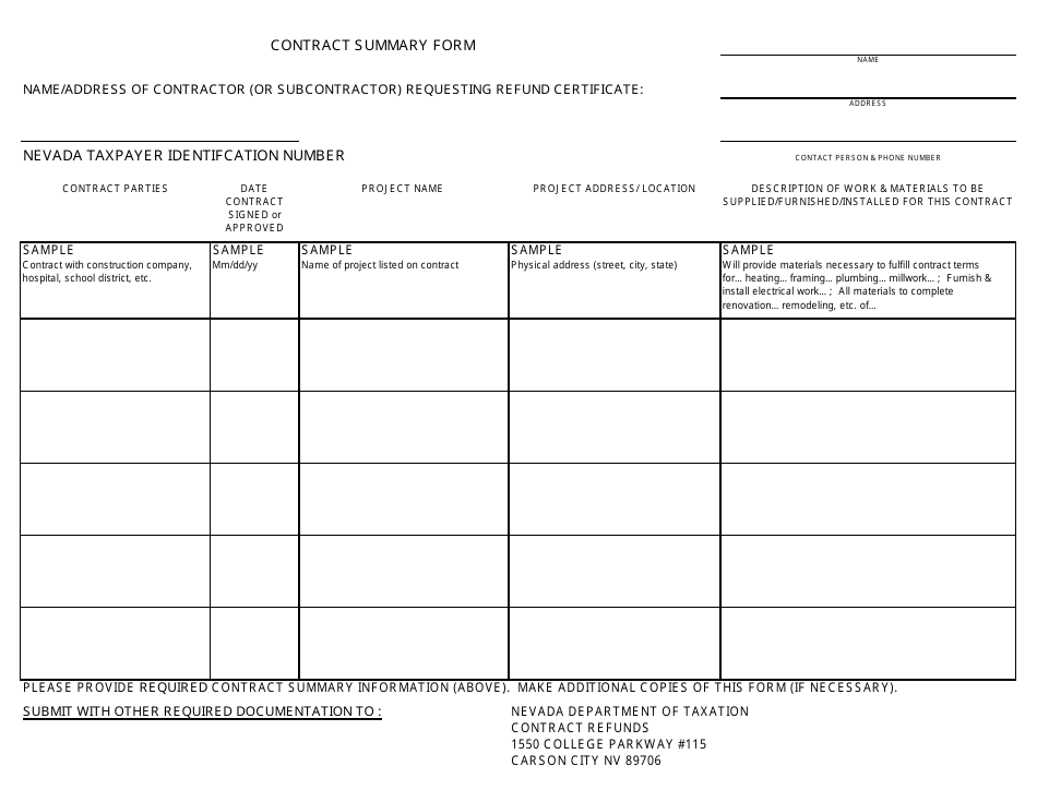 Application for a Contractor Refund (Before January 1, 2016) - Nevada, Page 3