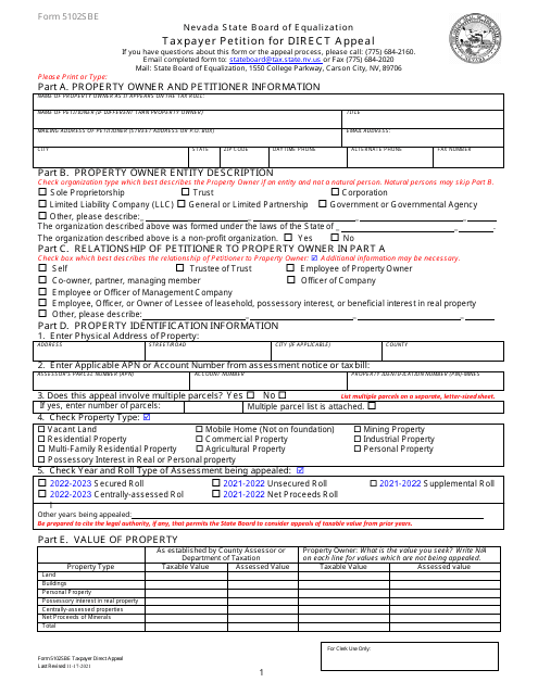 Form 5102SBE  Printable Pdf