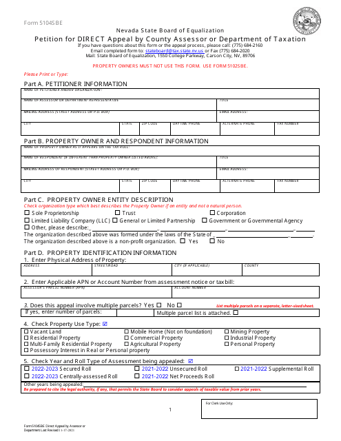 Form 5104SBE 2023 Printable Pdf