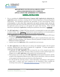 Document preview: Affiliated Reinsurance Company ("ARC") Application for Admission to Vermont - Vermont