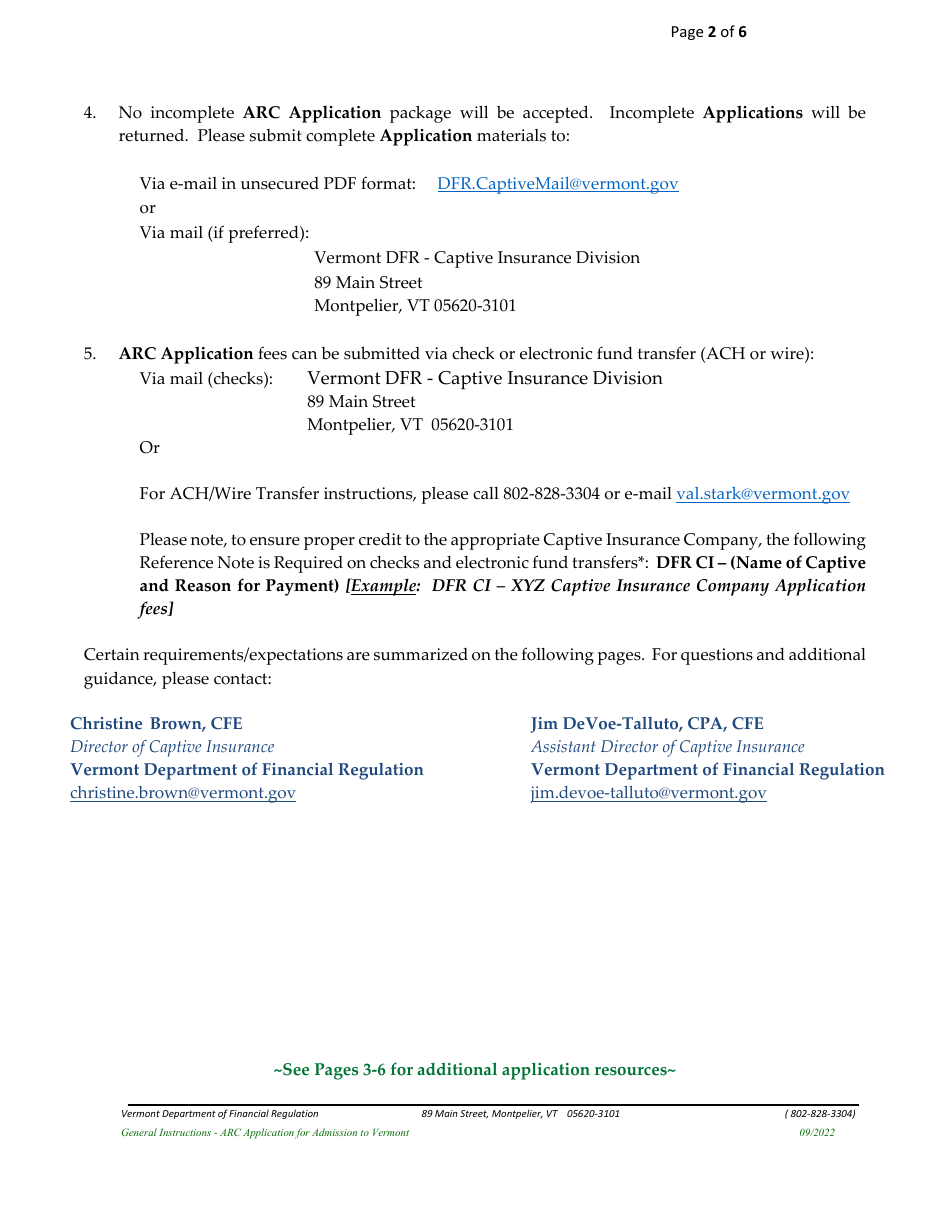 Affiliated Reinsurance Company (ARC) Application for Admission to Vermont - Vermont, Page 2