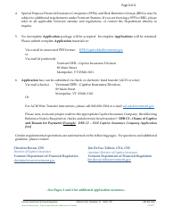 Form E701 Captive Application for Admission to Vermont - Vermont, Page 2