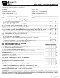 Form 54-001 Iowa Property Tax Credit Claim - Iowa