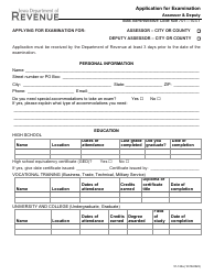 Document preview: Form 51-123 Application for Examination Assessor & Deputy - Iowa
