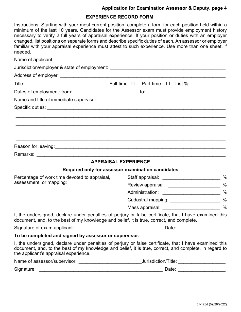 Form 51-123 Application for Examination Assessor  Deputy - Iowa, Page 4