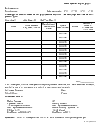 Form 70-020 Brand Specific Report for Cigarette, Little Cigar, and Roll-Your-Own Product With Iowa Tax Paid for All Manufacturers - Iowa, Page 2