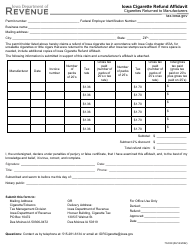 Document preview: Form 70-039 Cigarette Refund Affidavit for Cigarettes Returned to Manufacturers - Iowa