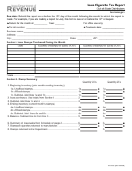 Document preview: Form 70-018 Iowa Cigarette Tax Report for Out-of-State Distributors - Iowa