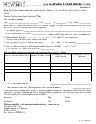 Document preview: Form 35-003 Iowa Construction Contract Claim for Refund - Iowa