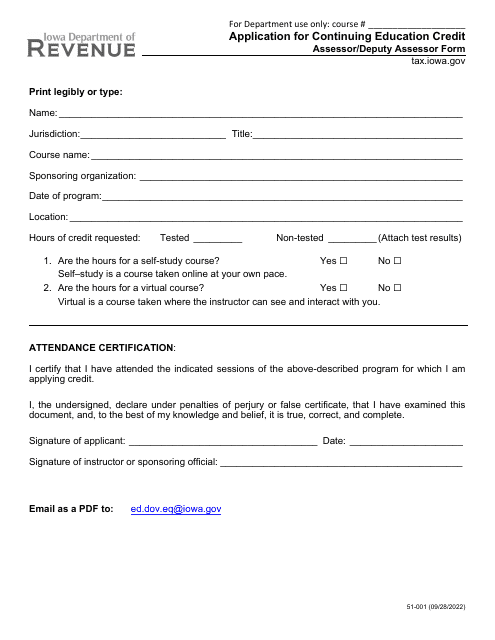 Form 51-001  Printable Pdf