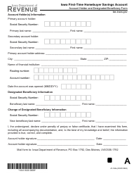 Form 41-162 First-Time Homebuyer Account Holder and Designated Beneficiary Form - Iowa