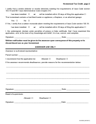 Form 54-028 Homestead Tax Credit - Iowa, Page 2