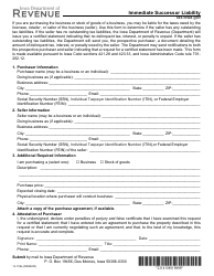 Form 14-109 Immediate Successor Liability - Iowa