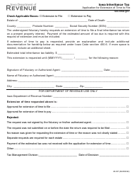 Form 60-027 Inheritance Tax Application for Extension of Time to File - Iowa