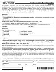 Form 78-005 Iowa Business Tax Permit Registration - Iowa