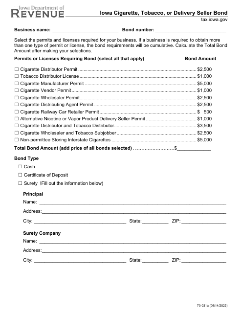 Form 70-031  Printable Pdf