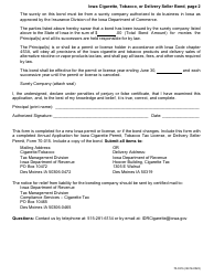 Form 70-031 Iowa Cigarette, Tobacco, or Delivery Seller Bond - Iowa, Page 2