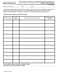 Document preview: Form 70-097 Schedule C1 Iowa Tobacco Products in-State Distributors - Credit for Tobacco Products - Iowa