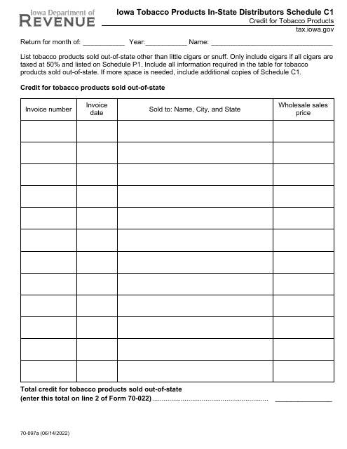Form 70-097 Schedule C1  Printable Pdf