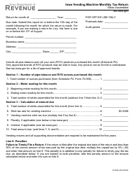 Document preview: Form 70-099 Iowa Vending Machine Monthly Tax Return - Sticks Assembled - Iowa