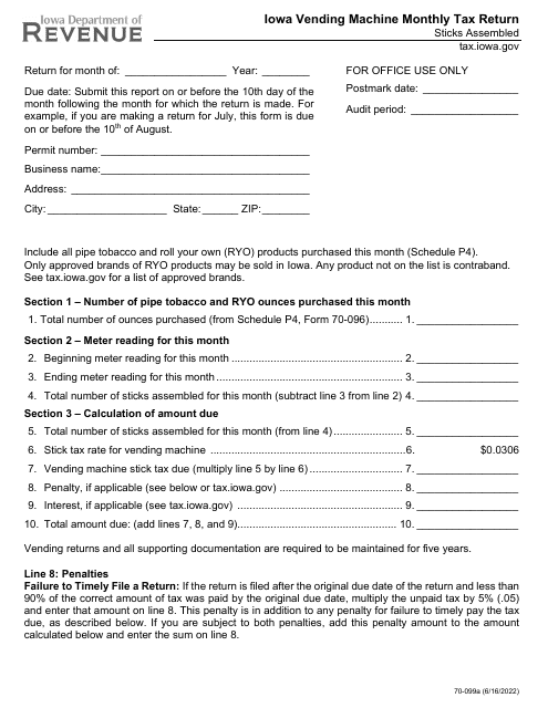 Form 70-099  Printable Pdf