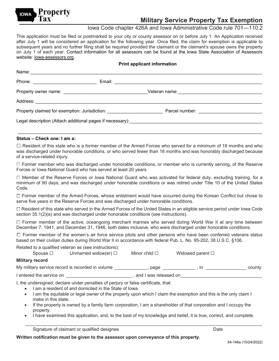 Form 54146 Download Fillable PDF or Fill Online Military Service