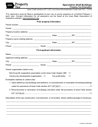 Form 54-008 Speculative Shell Buildings Property Tax Exemption - Iowa