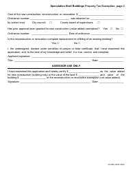 Form 54-008 Speculative Shell Buildings Property Tax Exemption - Iowa, Page 2