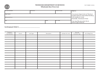 Document preview: Form RV-F1306801 Wholesale Beer Price List - Tennessee
