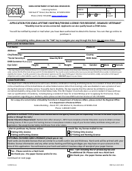 Document preview: DNR Form 542-1412 Application for Iowa Lifetime Hunting/Fishing License for Resident, Disabled Veterans - Iowa