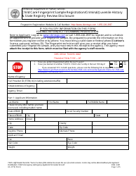 Form HS-2779 Child Care Fingerprint Sample Registration/Criminal/Juvenile History &amp; State Registry Review Disclosure - Tennessee