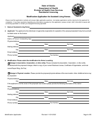 Document preview: Modification Application for Assisted Living Homes - Alaska