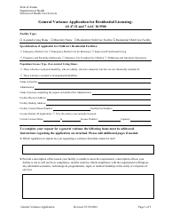 Document preview: General Variance Application for Residential Licensing - Alaska