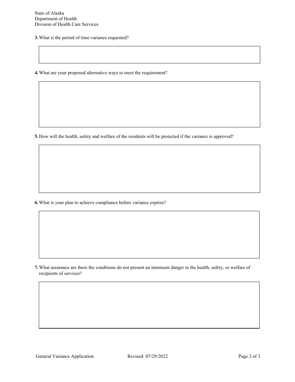 General Variance Application for Residential Licensing - Alaska, Page 2