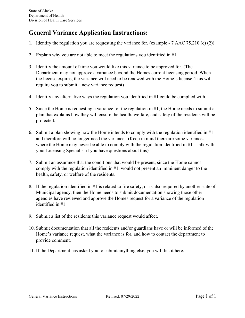General Variance Application for Residential Licensing - Alaska, Page 4