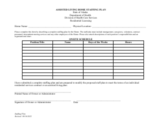 Document preview: Assisted Living Home Staffing Plan - Alaska