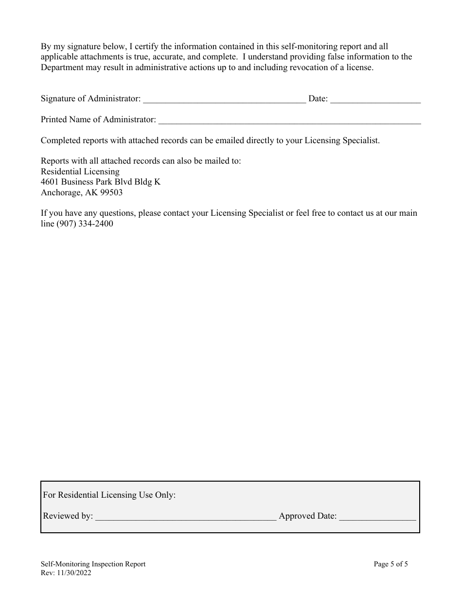 Self-monitoring Inspection Report - Alaska, Page 5